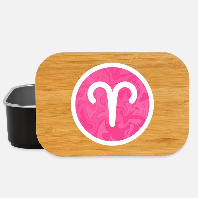Widder-Sternzeichen Rosa Marmorsymbol - Lunch Box - Schwarz