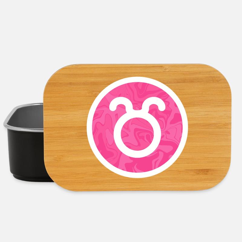 Taurus Zodiac Sign Pink Marble Symbol - Lunch Box - black