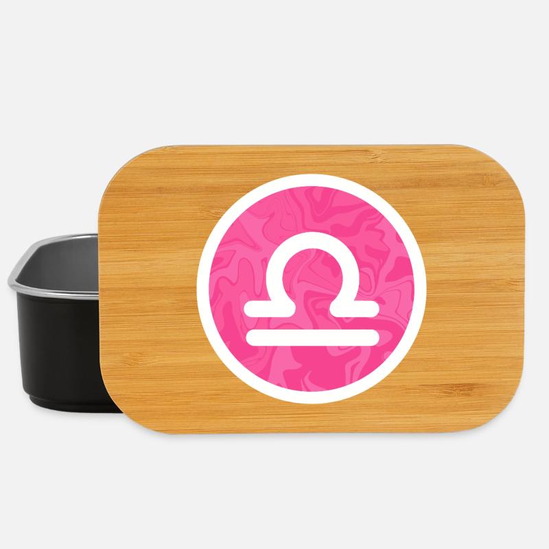 Libra Zodiac Sign Pink Marble Symbol - Lunch Box - black