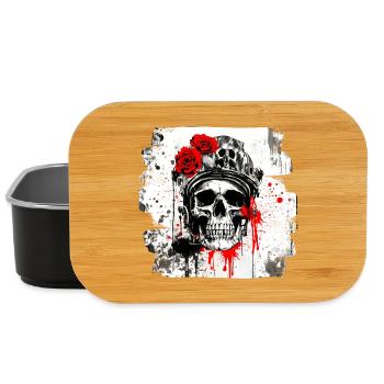 Rose Skull with Headphones - Lunch Box - black - Front