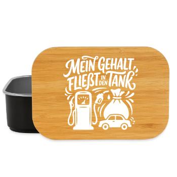 Gehalt fließt in den Tank Spruch - Lunch Box - Schwarz - Vorne
