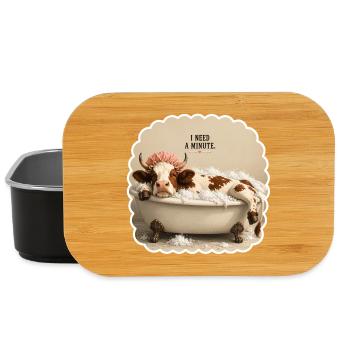 J’ai besoin d’une minute – Vache fatiguée dans la baignoire - Boîte à goûter - noir - Devant