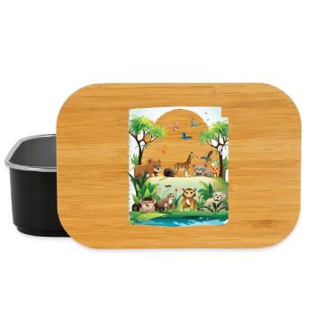 Jungle Wildlife Safari - Lunch Box - black - Front