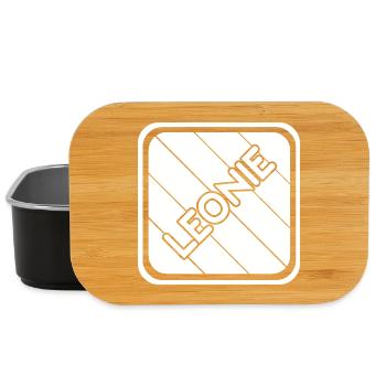 Lettrage Leonie sur bandes diagonales - Boîte à goûter - noir - Devant