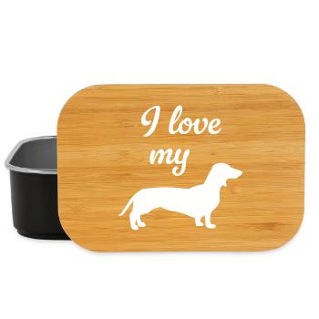 J’adore mon chien teckel, maître éventail, patte de maîtresse - Boîte à goûter - noir - Devant