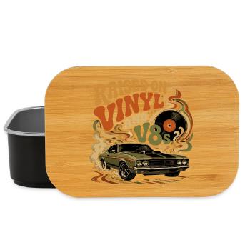 Vinyle et Moteurs V8 : Design Vintage Auto - Boîte à goûter - noir - Devant
