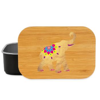 Elefant Gold Yoga Indien Tierliebe Zootier Namaste - Lunch Box - Schwarz - Vorne