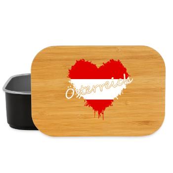 Österreich Herz mit Flaggen-Splatter - Lunch Box - Schwarz - Vorne