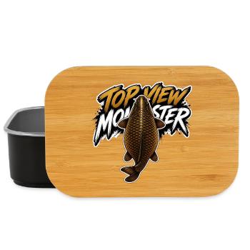Top View Monster Carp – Bold Fishing Design - Lunch Box - black - Front