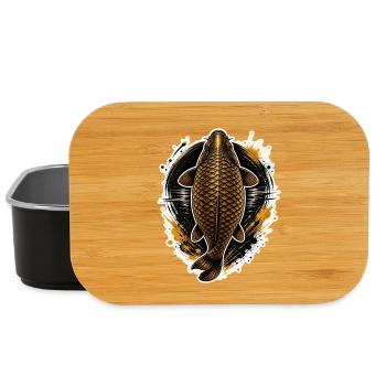 Golden Carp Top View Premium Fishing Design - Lunch Box - black - Front