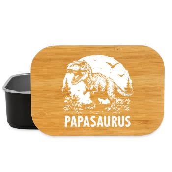 Papasaurus Papa Fort Cadeau T-Rex Papa Cool - Boîte à goûter - noir - Devant