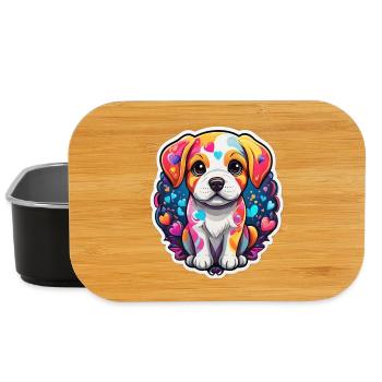 Rainbow Puppy Happy Heart - Lunch Box - black - Front
