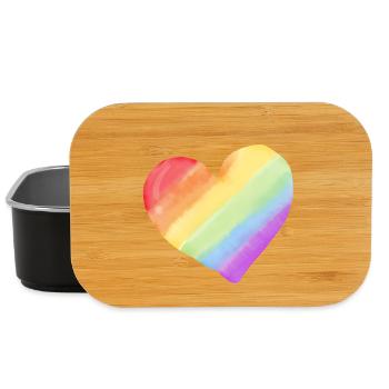 Regenbogen Aquarell Herz - Lunch Box - Schwarz - Vorne