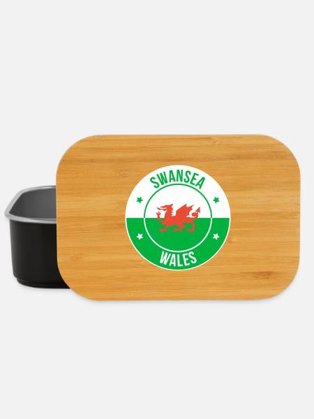 Swansea Wales Dragon Emblem - Lunch Box - Schwarz