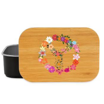 Flower Power Peace Symbol - Lunch Box - black - Front
