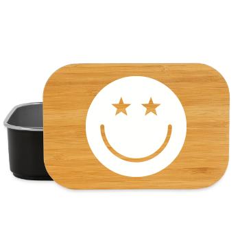 Design souriant – minimaliste et positif - Boîte à goûter - noir - Devant