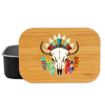 Art amérindien de Buffalo Skull - Boîte à goûter - noir - Devant