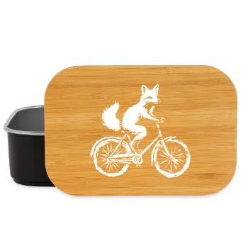 Le renard cycliste drôle - Boîte à goûter - noir - Devant