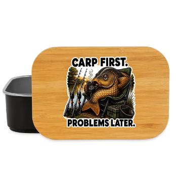 Carp First Problems Later Coffee Fishing - Lunch Box - black - Front
