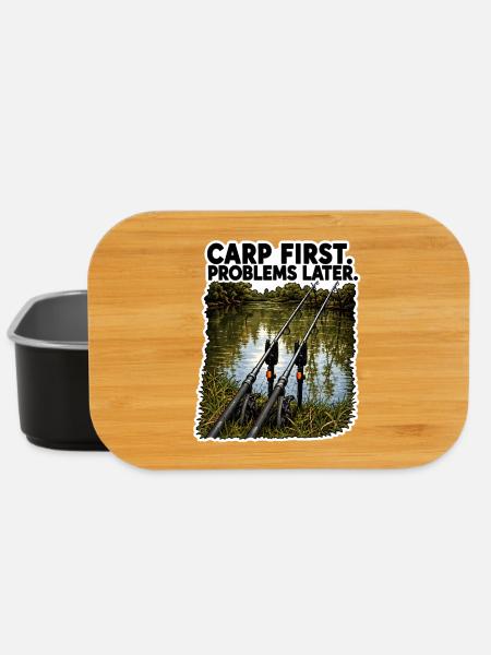 Carp First Problems Later Fishing Design - Lunch Box - black