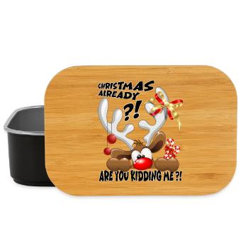 « Noël déjà ?! » Renne Drôle qui Regarde - Boîte à goûter - noir - Devant