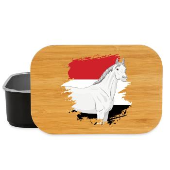 Der Kopf eines Abbayan-Pferdes und die Flagge des Jemen - Lunch Box - Schwarz - Vorne