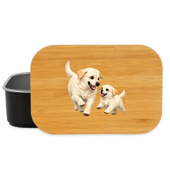 Mom and her baby are happily running down the street - Lunch Box - black - Front