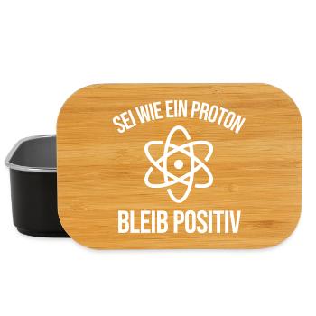 Physik Witz Sei Wie EIN Proton Bleib Positiv  - Lunch Box - Schwarz - Vorne