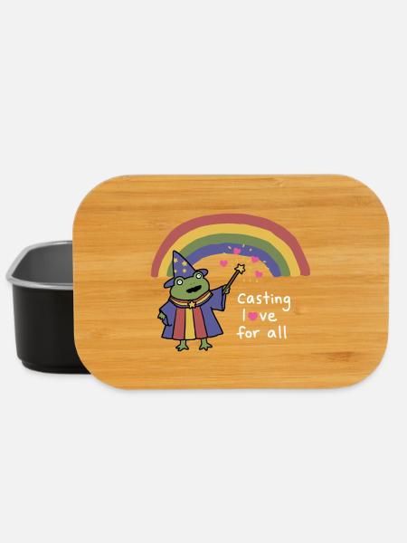 Frog Wizard Casting Love Under Rainbow - Lunch Box - black