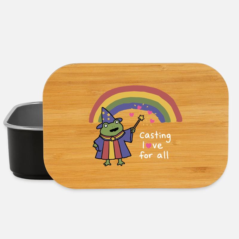 Frog Wizard Casting Love Under Rainbow - Lunch Box - black