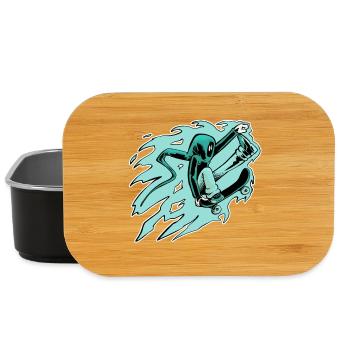 Hooded skateboarder in comet mode - Lunch Box - black - Front