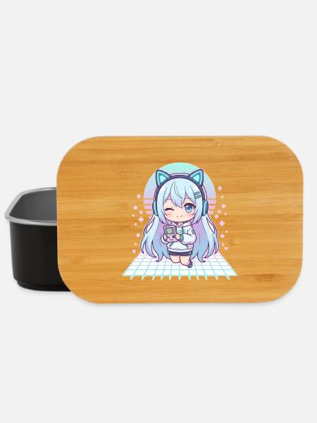 Kawaii gamer with cat ears - Lunch Box - black