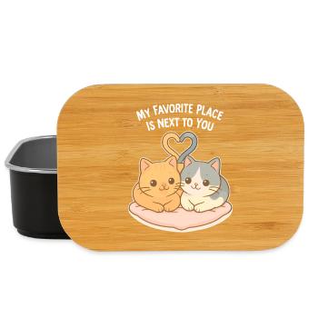 Cœur de couple de chats : mon endroit préféré - Boîte à goûter - noir - Devant