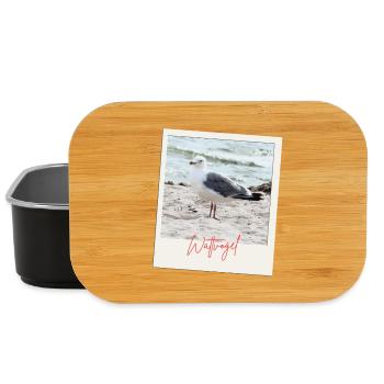 Foto Nordsee Möwe Wattvogel mit Schrift  - Lunch Box - Schwarz - Vorne