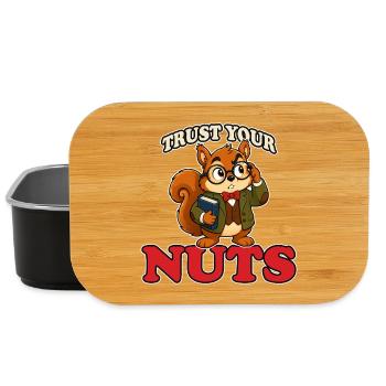 Trust Your Nuts Funny Professor Squirrel Mascot - Lunch Box - black - Front