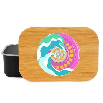 Surfskate Motiv in Pink Gelb mit Wellen - Lunch Box - Schwarz - Vorne