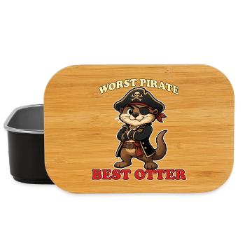 Worst Pirate Best Otter Funny Pirate Mascot Meme - Lunch Box - black - Front