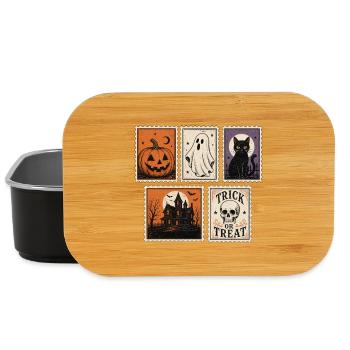 Halloween Spooky Stamps Pumpkin Ghost Cat - Lunch Box - black - Front