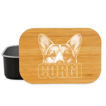 Welsh Corgi Porträt mit Schriftzug - Lunch Box - Schwarz - Vorne