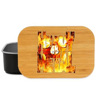 Flammender Schädel Heavy Metal Schriftzug - Lunch Box - Schwarz - Vorne