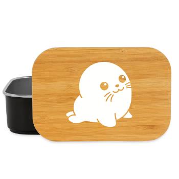 Babyrobbe Silhouette mit großen Augen Tiermotiv - Lunch Box - Schwarz - Vorne