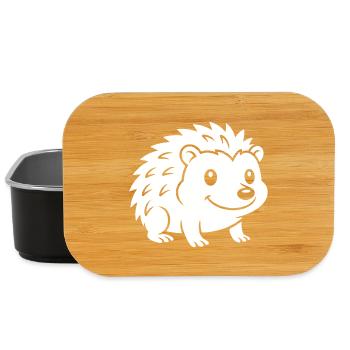 Hedgehog Silhouette Autumn Animal Motif - Lunch Box - black - Front