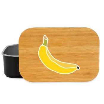 Gelbe Banane – Minimalistische fruchtige Illustration - Lunch Box - Schwarz - Vorne