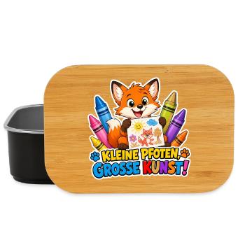 Comic Fuchs kleine Pfoten ganz grosse Kunst Motiv - Lunch Box - Schwarz - Vorne