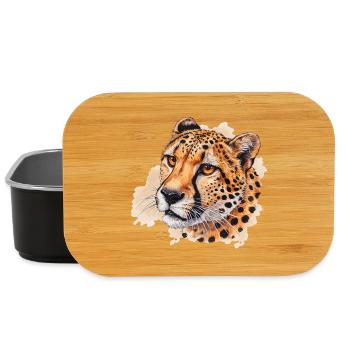 Watercolor look cheetah head - Lunch Box - black - Front