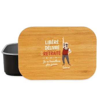 libéré délivré retraité - t-shirt humour retraite - Boîte à goûter - noir - Devant