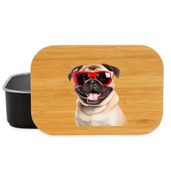 Cool pug with red sunglasses - Lunch Box - black - Front