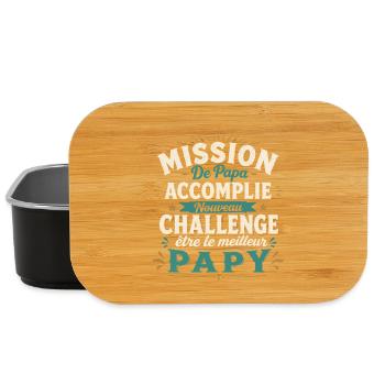 Mission De Papa Accomplie Cadeau Pour Futur Papy - Boîte à goûter - noir - Devant