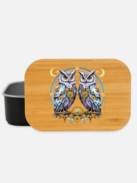Steampunk Owls Lunar Gear Design. - Lunch Box - Schwarz