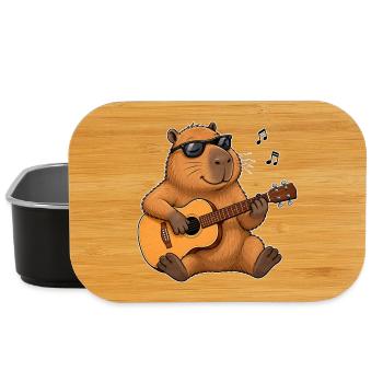 Capybara mit Gitarre – Musik & Chill - Lunch Box - Schwarz - Vorne